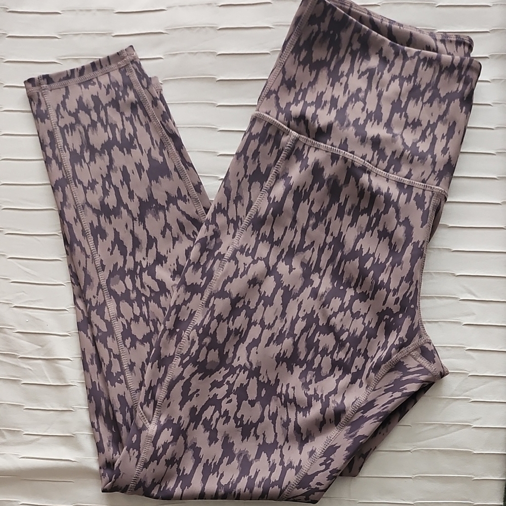 High-Waist Printed Leggings - Mauve/Purple